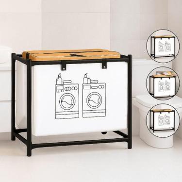 Imagem de Cesto Organizador Roupa Suja Dobrável Multiuso com Forro Removível - G