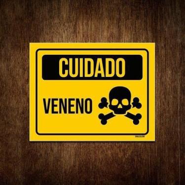 Imagem de Placa De Sinalização Aviso Cuidado Veneno 36X46 - Sinalizo