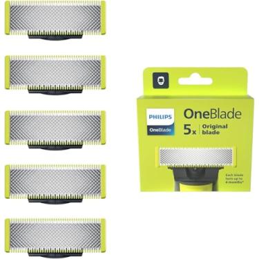 Imagem de Philips OneBlade 5 lâminas de substituição originais, acabamento, borda e barbear, compatível com todos os cabos OneBlade (modelo QP250/50)