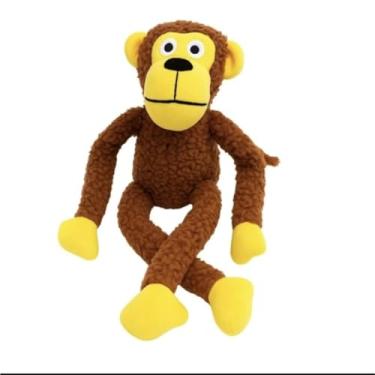 Imagem de Brinquedo Macaco de Pelúcia Pet com Apito, Braços e Pernas Longos, Olhos Bordados, Costura Reforçada, Pelúcia Macia, Brinquedo Mordedor Premium Para Cachorro
