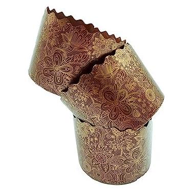 Imagem de Molde de papel panetone de 340 g | Pacote com 12 | Moldes de papel para pão de Páscoa Kulich - Formas de pão de Páscoa - Copos de panetone antiaderentes - Assar papel L 4,33 x A 8,5 cm