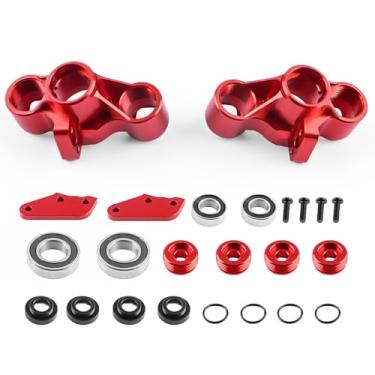 Imagem de GLOBACT Aluminum Front RC Steering Knuckles Blocks Kit for ARRMA 1/8 Kraton Notorious Outcast 6S 1/7 Big Rock Fireteam 6S 4X4 RC Upgrades Parts Replace AR330505 (Red)