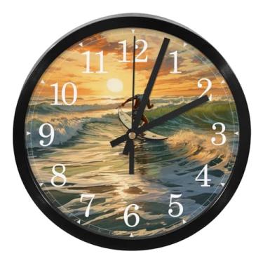 Imagem de LILINWAN Relógio de parede 24 cm sem tique-taque silencioso operado por bateria relógio de parede redondo moderno estilo simples decoração relógio para escritório/escola/quarto/sala de estar