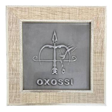 Imagem de Quadro Oxossi Orixá Madeira Carvalho e Metal 13 x13 cm