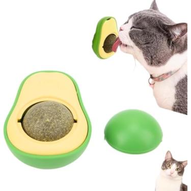 Imagem de Brinquedo Abacate com Catnip para Gatos – Bola de Lamber Natural e Segura | Estimula o Instinto, Reduz o Estresse e Promove Diversão Saudável – Jogo Interativo com Erva do Gato