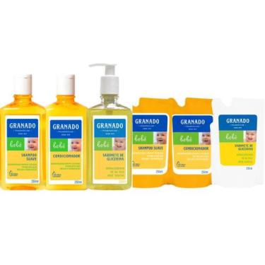 Imagem de Kit Granado Bebê Shampoo e Condicionador + Sabonete Líquido + Refis