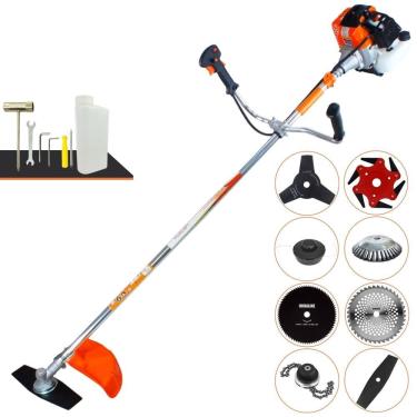 Imagem de Máquina de Corta Grama Lateral Vulcan VR430S À Gasolina 2 Tempos 43cc 1,7HP 10.000rpm Profissional Completa Com Carretel de Nylon + 7 Opções de Corte