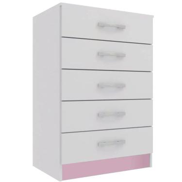 Imagem de Cômoda Maxi com 5 Gavetas Evidência Móveis Cor Rosa