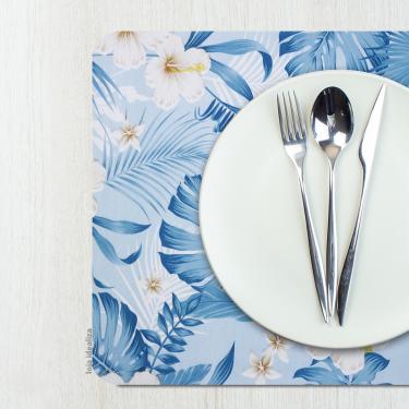 Imagem de 8 Jogo Americano Botânica Az Impermeável Pvc 8 Lugares