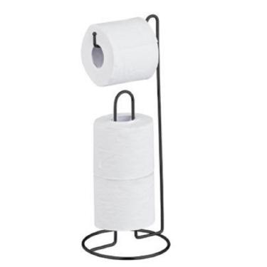 Imagem de Porta Papel Higienico de Chão Suporte para 3 Rolos Preto - kit com 2 unidades