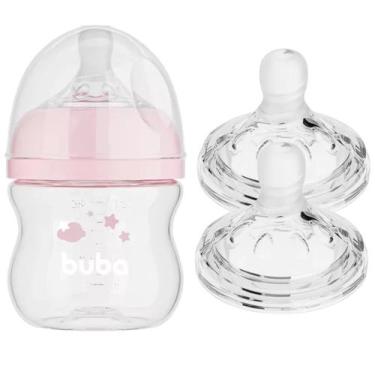 Imagem de Kit Buba Mamadeira Easy Flow 120 Ml Rosa + Bico para Mamadeira - Buba