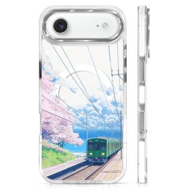 Imagem de MQJCYB Capa magnética para iPhone 17 Air Design em base transparente, compatível com MagSafe Slim protetora macia TPU bumper capa de telefone mulheres meninas capa para iPhone 17 Air Kawaii anime trem