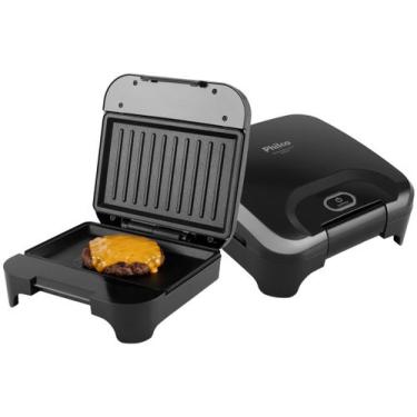 Imagem de Sanduicheira Grill Philco Preta Antiaderente PGR25A 750W, Preto, 220V