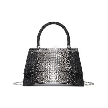 Imagem de Sweetovo Bolsa clutch de strass para mulheres, bolsa de ombro brilhante e bolsas para festa de casamento à noite bolsa transversal, B - preto