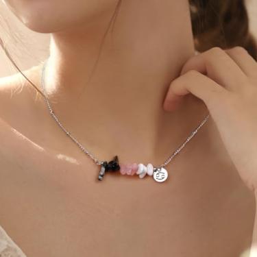 Imagem de Colar de prata para mulheres, retrô, pedra natural, constelação, zodíaco, pingente de horóscopo, ajustável, de aço inoxidável, delicado, joia para homens do zodíaco, presentes do dia a dia, 17.8+2