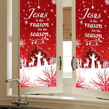 Imagem de HOMETITUTE Jesus is The Reason Película de privacidade para janela de presépio decorativo adesivo de vidro aderente estático para casa, escritório, banheiro, quarto, sala de estar, 17,7 x 39,3
