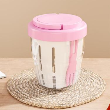 Imagem de Copos de parfait reutilizáveis com tampas, recipientes de aveia com tampas, 401-500 ml com garfo para armazenar lanches, saladas, frutas, fácil de limpar.