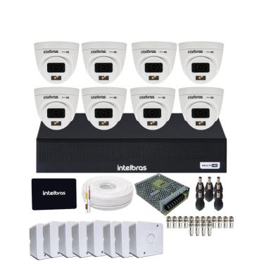 Imagem de Kit CFTV Intelbras 8 Câmeras 1120d Full Color  720p  DVR intelbras 1108-c  SSD 512gb Instalado