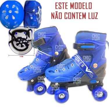Imagem de Patins Infantil De 4 Rodas Rosa Sem Led Com Proteção Patins De Criança