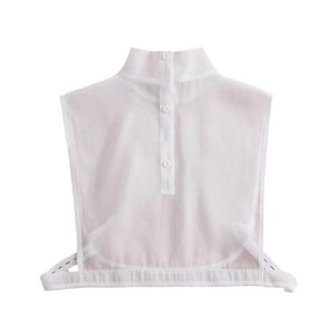 Imagem de Blusa removível com gola de renda, chiffon, design elegante para mulhe