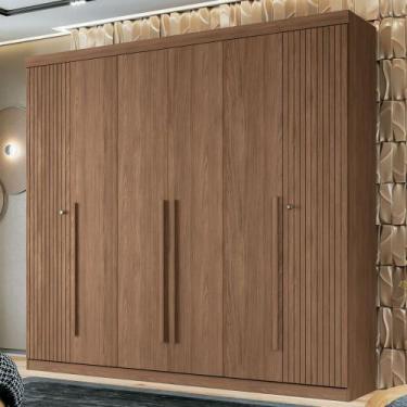 Imagem de Guarda-Roupa Casal Loanda 6 Portas 4 Gavetas Ripado Jatoba - Pnr Móvei