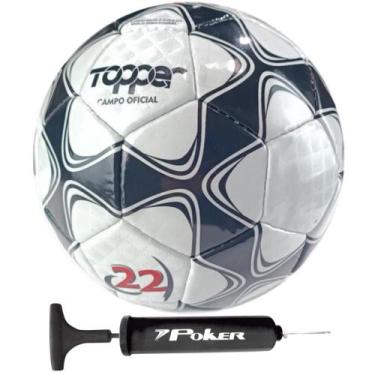 Imagem de Bola Futebol de Campo Topper Slick Costurada + Bomba de Ar, Preto