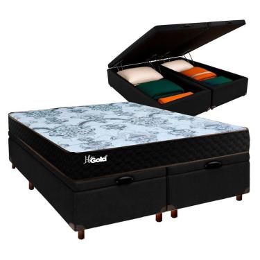 Imagem de Conjunto Cama Box Bau Blindado Casal + Colchão Molas Ensacadas Life Gold Paropas