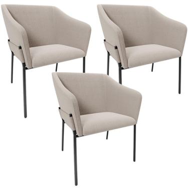 Imagem de Kit 4 Cadeiras Para Sala De Jantar Estar Living Olívia L02 Bouclê Creme - Lyam Decor