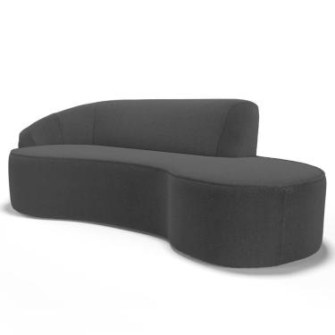 Imagem de Sofá Living 4 Lugares 300cm Braço Esquerdo Mozart D06 Bouclê Chumbo - Mpozenato