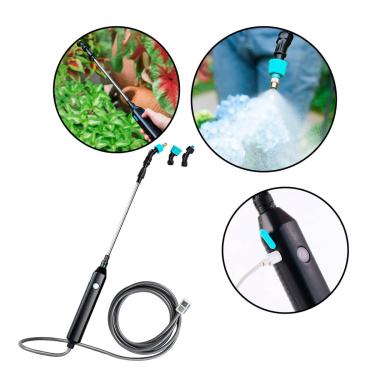 Imagem de Pistola Pulverizadora Elétrica Recarregável com Bateria 1800mAh, Haste Retrátil e Mangueira 3m – Bomba Agrícola 4W com Bicos Intercambiáveis para Jardinagem, Limpeza e Higienização