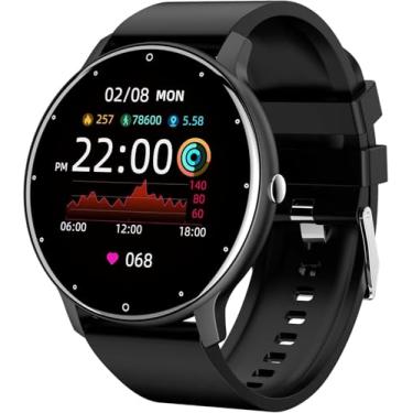 Imagem de Smartwatch Relógio Inteligente Tela Full Touch 1.28" Resistente à Água IP67 com Faz e Recebe Ligações, Modos Esportivos e Recebimento de Notificações‎(2 tiras) (preto)