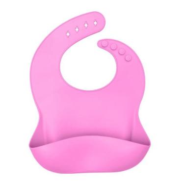 Imagem de Babador De Silicone Pescoço Ajustável Com Pega Migalhas Para Refeição 