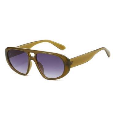 Imagem de Óculos de Sol com Ponte Dupla Feminino UV400 Vermelho Azul Masculino Punk para Esportes ao Ar Livre, Corrida e Ciclismo, Verde Oliva Cinza