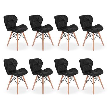 Imagem de Kit 08 Cadeiras Charles Eames Eiffel Slim Wood Preta