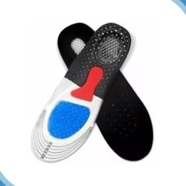 Imagem de Palmilha Ortopédica de Silicone e EVA, Preta, Tamanhos P/M/G, Ajustável, Alívio de Dor no Calcanhar, Anti-odor, Para Fascite e Correção de Postura, 1 Par