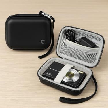 Imagem de Capa de câmera para câmeras digitais compactas, bolsa protetora rígida de transporte para AbergBest/Kodak/Canon PowerShot/Sony DSCW800 DSCW830, serve para carregador e cabo USB – preta