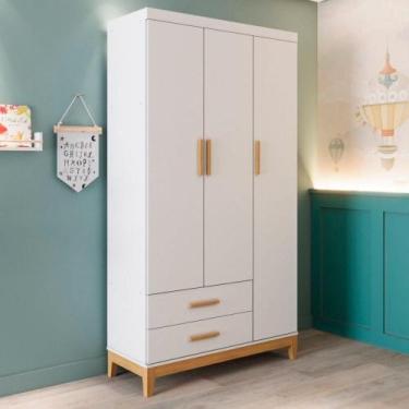Imagem de Guarda-roupa de Bebê 3 Portas Hellen Branco/Bétula - Carolina Baby