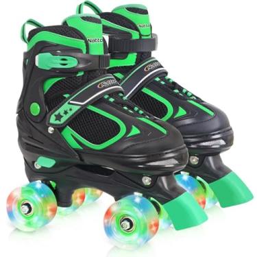 Imagem de Patins para meninos e meninas, patins quádruplos ajustáveis com rodas iluminadas