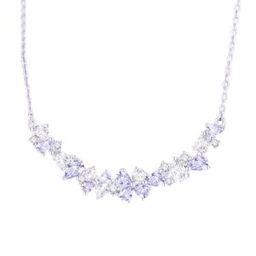 Imagem de Colar de diamante de flor para mulheres, joias delicadas com pingente de zircônia cúbica, presentes para aniversário, casamento e aniversário, one size, Metal, Zircônia cúbica