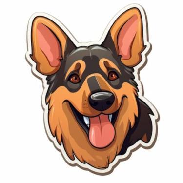 Imagem de Adesivos de Animais Kawaii para Quarto Infantil Decorativos Estilo Cartoon Cachorro Pastor Alemão Alegre 50x50cm