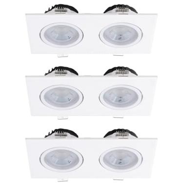 Imagem de Kit 3x Spot Embutir Duplo Face Plana Branco Quadrado LED Integrado 3000K 10W Bivolt