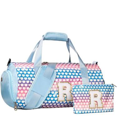 Imagem de Vogewood Presente para meninas de 3, 4, 5, 6, 7, 8, 9, 10, 11 e 12 anos, bolsa de viagem para meninas, bolsa infantil com compartimento para sapatos, bolsa de dança de balé de ginástica personalizada