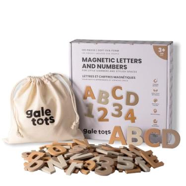 Imagem de Gale Tots Letras e números magnéticos - 135 peças de ímãs do alfabeto em cores estéticas - Aprendizagem do alfabeto para crianças - Ímãs de geladeira para crianças pequenas - Brinquedos educativos