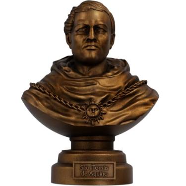 Imagem de Estátua Busto São Tomás de Aquino - Teólogo Católico (Cor Cobre Antigo)