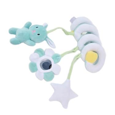 Imagem de GOWENIC Brinquedos de Pelúcia para Carrinho de Animais, Brinquedos Pendurados para Carrinho de Berço de Atividade Em Espiral, Melhoram a Coordenação Mão-olho, para Bebês de 1 Mês ou Mais, Formato Bonito, Viagem Portátil (Verde)