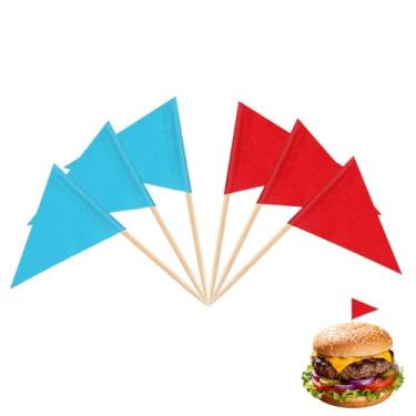 Imagem de Leewoth 200 PCS Solid Red Toothpick Flags Golf Cupcake Toppers Flag Red Flag Cupcake Topper Sticks with Writable Surface Blank Flag Fruit Cheese Markers For Party Buffet Appetizers DIY Decoration