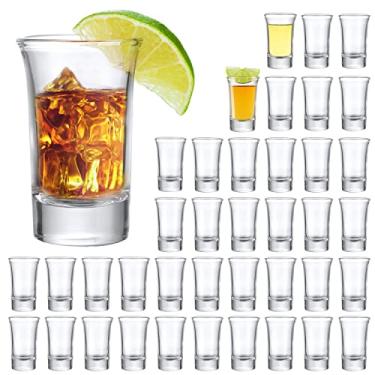 Imagem de Encheng Conjunto de copos de shot de base pesada de 40 g, copos de uísque de 40 g, copos de licor, copos de bebidas espirituosas, mini copos de vidro, copos de dois lados, copos de tequila, copos