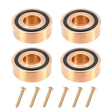 Imagem de Tábua de corte de 4 peças de pés de metal com parafusos, 2 cm L x 0,8 cm A, pernas de placa com kit de borracha de silicone e parafusos, pés de tábua de corte para tábua de madeira e bambu