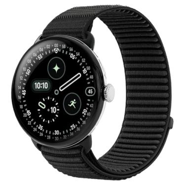 Imagem de BandRain Pulseiras esportivas de nylon compatíveis com Google Pixel Watch 4/3/2/1 de 45 mm e 41 mm, conector de aço atualizado, pulseiras de substituição trançadas macias e respiráveis para mulheres e