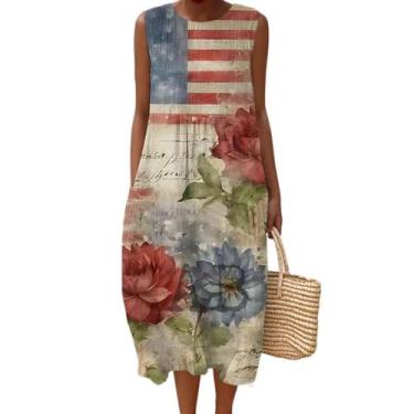 Imagem de Vestido maxi feminino Akivide com estampa floral boho de verão com bol